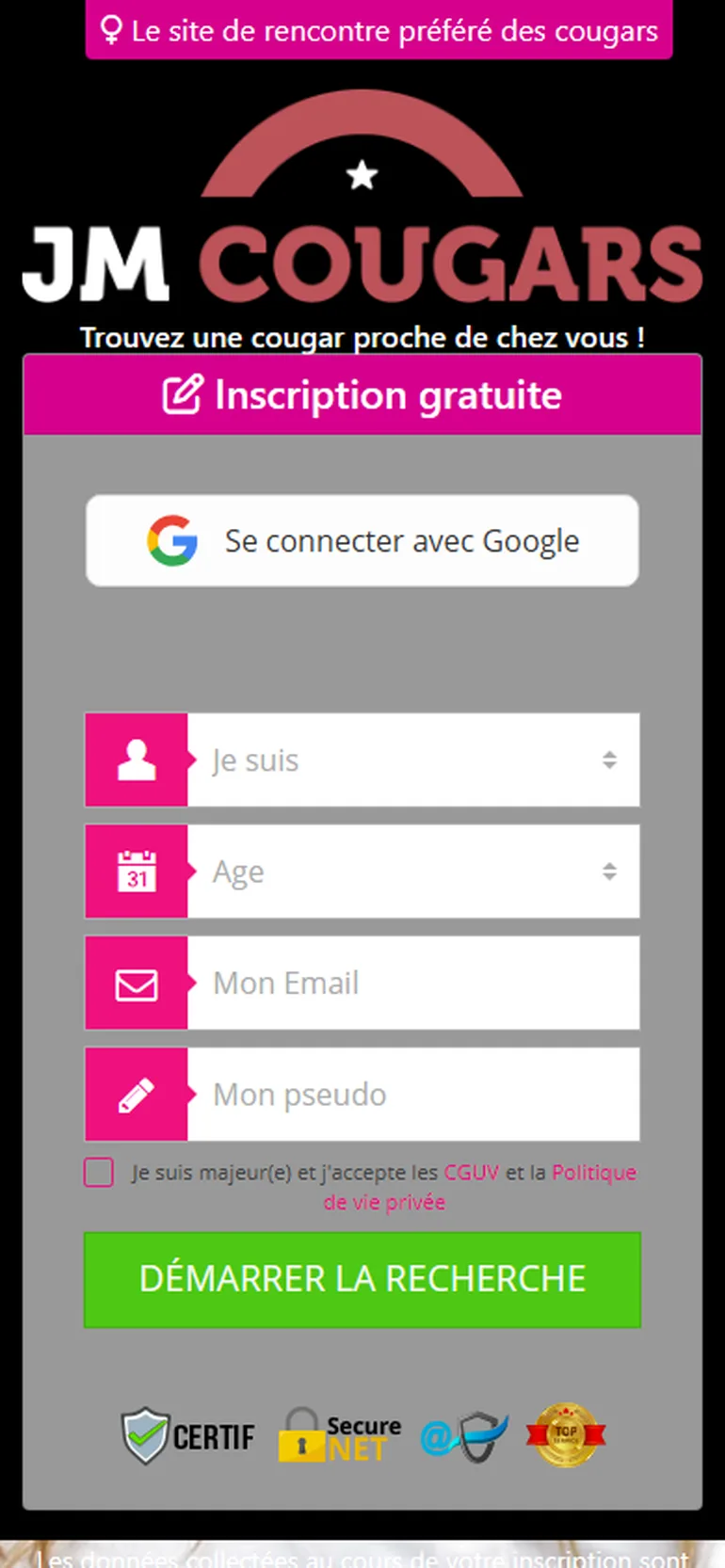 JM Cougars avis vue mobile